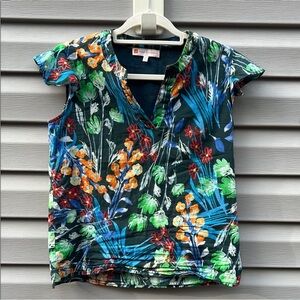 Jude Connally Floral Print Cotton Blouse size Extra Small